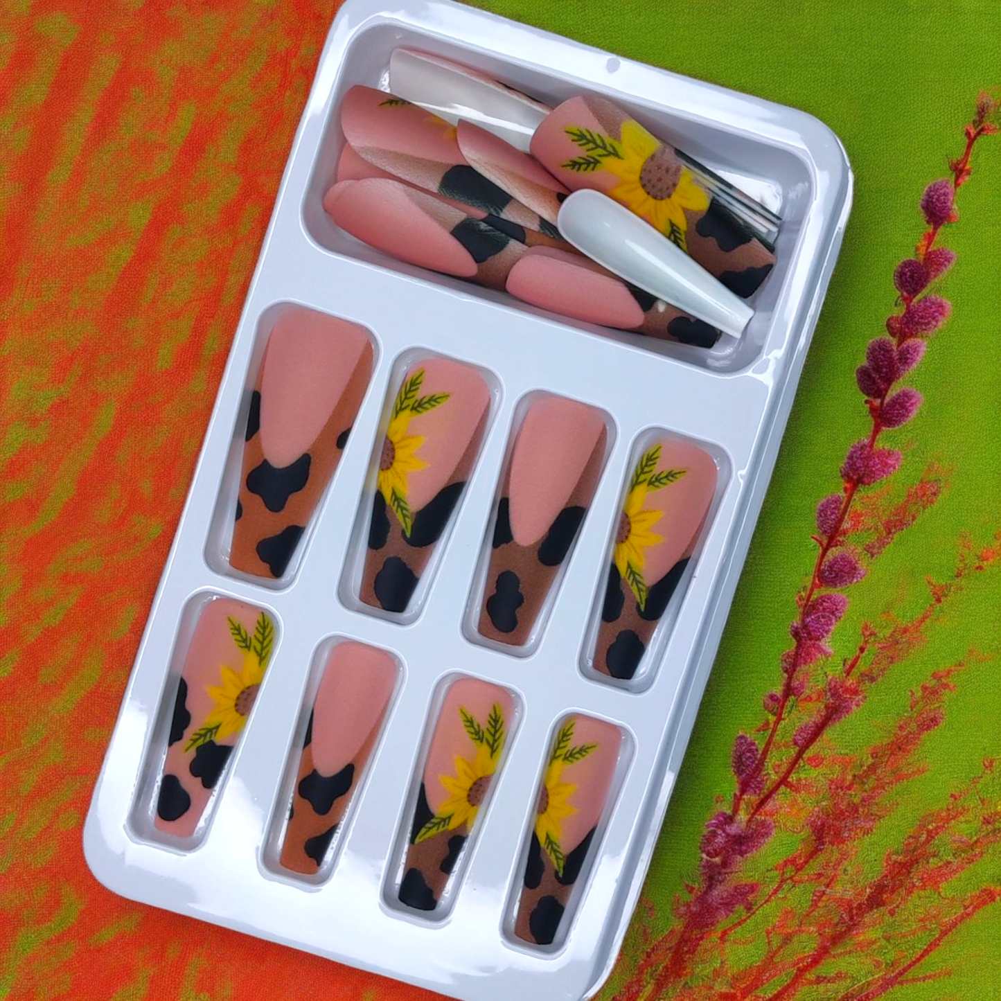 Barna boci mintás virágos